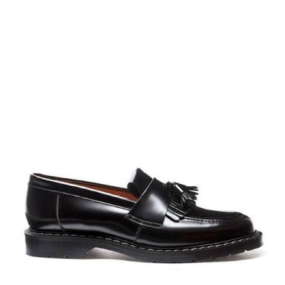 Solovair Hi-Shine Black Tassel Loafers